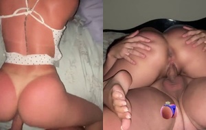 Morena rabuda empinando forte de quatro e gemendo alto enquanto sente o pau até o talo