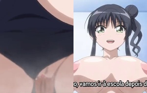 Novinha colegial gemendo alto enquanto fode com o colega da turma em cena hentai