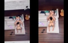 Dupla fogosa transando no sofá da sala com gemidos altos e gozada quente