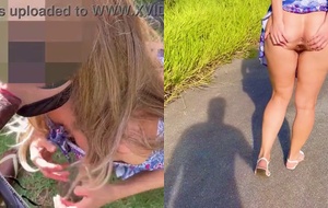 Loira empinando o rabo na estrada e gemendo alto enquanto é comida por trás