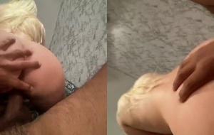 Loira safada empinando o rabo e rebolando forte no pau grosso até gozar