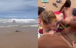 Casais bebados trocando de parceiros na praia e transando sem pudor