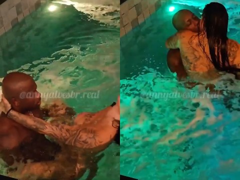 Sexo na piscina com morena tatuada gostosa